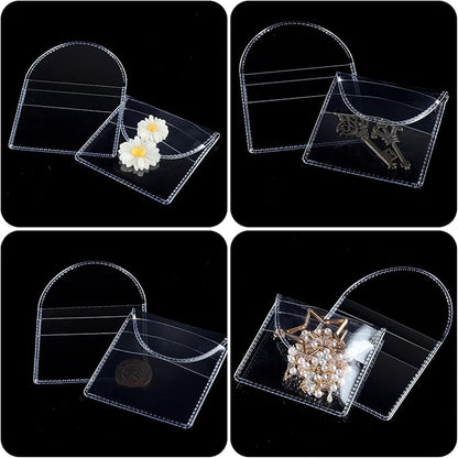 Mimorou 100 Pcs Single Pocket Coin Flips 2 x 2 Inch Individual Clear Cuttable Plastic Sleeves Holders Small Coin Sleeves Collecting Supplies for Coins Jewelry Small Items Collection Storage