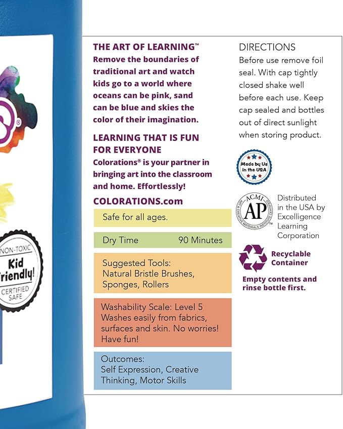 Colorations Paraben-Free Washable Tempera Paint for Kids - 1 Gallon Value Size. Vibrant Black, Non-Toxic and Made in The USA, Classroom Must Haves, Bulk Arts and Crafts Supplies