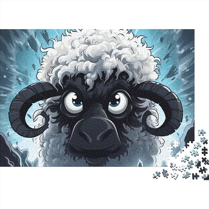 Sheep Thickened Wooden Jigsaw Puzzle for Adults Fun 1000 Piece 3D Animal Toy Intellectual Game Home Decoration Education Game Stress Relief Relaxation and Intelligence 1000pcs (75x50cm)