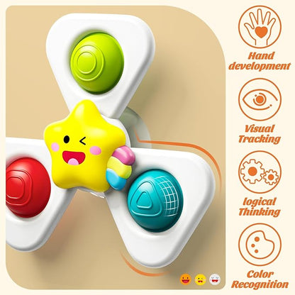 SpringFlower Baby Toys 0-6-12-18 Months,Suction Cup Spinner Toys,Baby Bath Toys for Boy&Girl, Sensory Toys &Travel Table Toy for Toddlers, Birthday Gifts for 1 2 3 Year Old Toddler