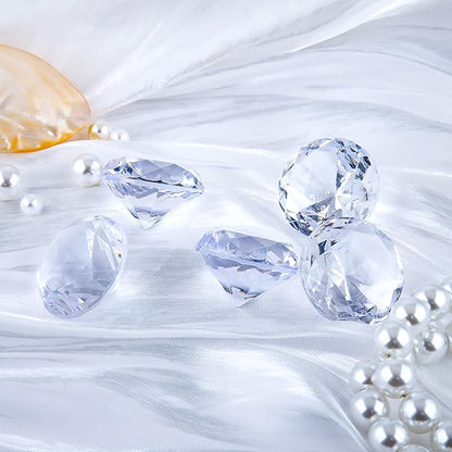 Niceup 26PCS Fake Diamonds Gem Toys, 1.5in Clear Pool Diving Gems Acrylic Plastic Gemstones for Kids, Party Décor Jewels Treasure Hunt Hiding Sensory Bin Filler Toys Craft Supplies