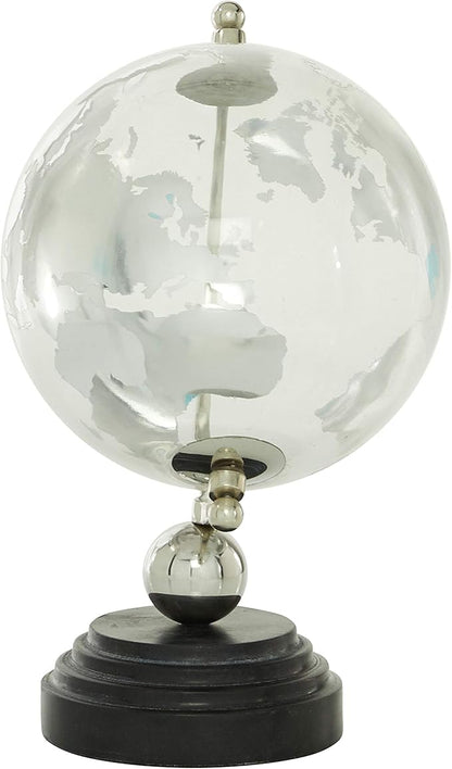 Deco 79 Marble Globe with Marble Base and Tiered Base, 8" x 8" x 13", Silver