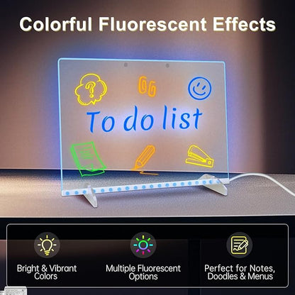 Led Drawing Board with 13 Lighting Effects, 13.7"X10" Doodle Glow LED Note Board, Gift Toy for Kids/Girls/Teens, Arts & Crafts for Girls and Boys with Fluorescent Pen 14 Colors