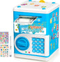 ATM Piggy Bank for Boys Girls, Vcertcpl Mini ATM Coin Bank Money Saving Box with Password Code, Kids Safe Money Jar for Real Money with Auto Grab Bill Slot, Great Gift Toy Bank for Kids (Blue)