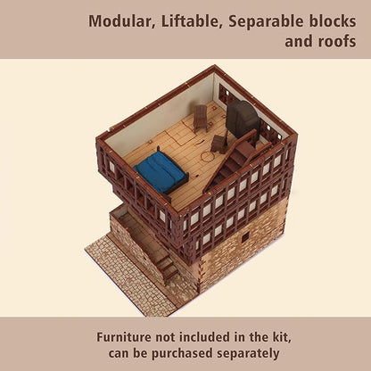 Creaky Timbers P - 3D Wooden Puzzle - 28mm Scale Model Building Kit for Adults, Educational Toy, Creative Gift, DIY Family Activity, Tabletop Miniature Terrain Kit, Architecture