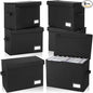Chuangdi 6 Pcs Comic Book Storage Boxes, Back to School Collapsible Comic Short Box Case with Lid, 15.8 x 7.9 x 11.4 Inch Book Bin Container Holds 150 Comics(Black)