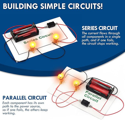 STEM Electric Circuit Kit for Kids Ages 8-12, Electrical Circuits Science Project Light Bulb Experiment, Educational STEAM Kits Electricity Toys Boys Girls Electronic Activities 6 7 8 9 10 12 Year Old