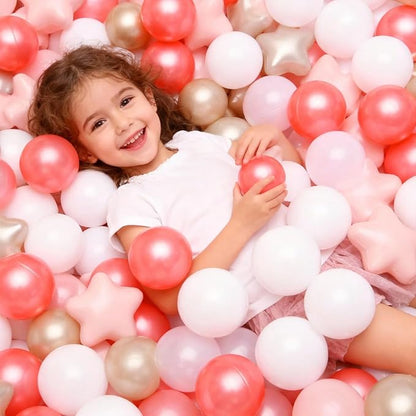 GOGOSO Ball Pit Balls for Toddlers Phthalate-Free BPA-Free Non-Toxic Crush Proof Soft Plastic Play Balls Baby Kids Shape Tent Pool Playhouse Playpen Party Decor,Pearl Red+Pink+Pearl Gold+White 200pcs