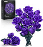 iATOM Purple Rose Bouquet Building Set, Artificial Flowers Botanical Collection for Adults Women, Gift for Halloween & Valentines Day - Gothic Home Office Table Centerpiece Decor - IA11017