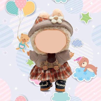 Clothes for 17cm Doll, 2 PCS Cute Brown Hat & Dress Set, Dress up Outfit Exquisite Accessories for Dolls