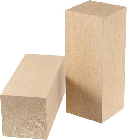 JAPCHET 12 Pieces 5 x 2 x 2 Inch Basswood Carving Blocks, Natural Carving Blocks, Unfinished Whittling Wood Blank Blocks for Crafting