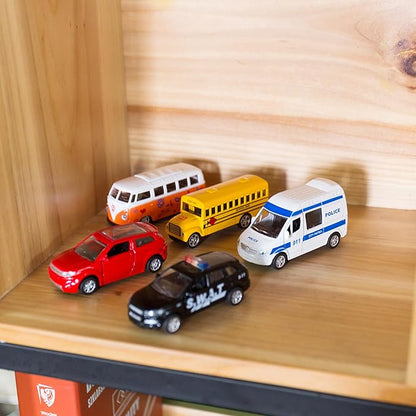 KIDAMI Die-cast Metal Toy Cars Set of 5, Openable Doors, Pull Back Car, Gift Pack for Kids (Official Car)