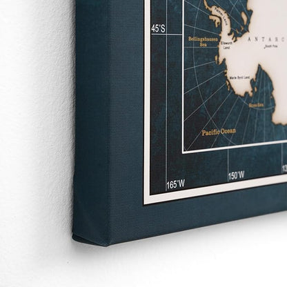 Canvas World Map with Cork Pin Board - English Lettering - Decorative Wall Decoration for All Rooms - Canvas Pictures with World Map Motif (90x60 cm, Pattern 19)
