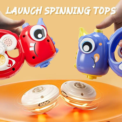 iPlay, iLearn Kids Dinosaur Flying Disc Launcher Toys, Toddler Push Go Friction Dino Cars, Indoor Outdoor Spinning Top Yard Play Set, Birthday Gift for 12-18 Months, 1 2 3-6 Years Old Boys Girls Child