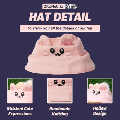 15cm Dolls Clothes, Cute Chic Series for 15cm Dolls(NO Doll), 4 Piece Doll Outfit with Accessories-Pink Baby Rompers + Rabbit hat + Small Water Bottle + Transparent Glasses