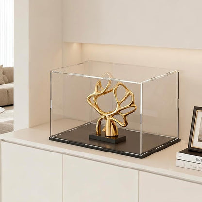 Acrylic Display Case for Figures, Clear Acrylic Box with Black Base for showcaseing Long Object, Miniature, Model Cars, Collectables 16 (L) × 8 (W) × 8 (H) inch