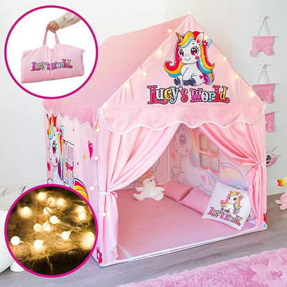 Tent for Kids Indoor Tent for Girls for Inside Casitas para Niñas para Jugar Playhouse for Toddler Castle Playhouse with Star Lights Girls Princess Castle