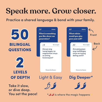 Parents Are Human, Relationship Cards, Get to Know Each Other Better, Parents, Families, Teens & Kids Relationship Building, Light & Deep Questions, 70 Questions & Activity Cards, English + Filipino