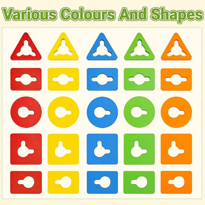 Montessori Wooden Sorting Stacking Toys Color Recognition Shape Sorter Building Blocks Shapes Puzzle for Toddlers 1-3 Fine Motor Educational Toy Sensory Toys for 1 2 3 4 5 Years Old Kids