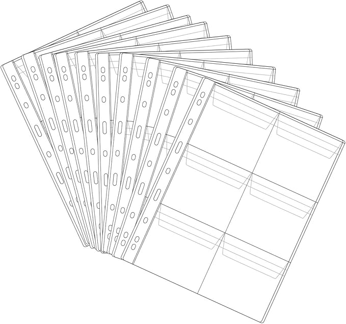 6 Pocket Coin Pages, 10 Sheets Plastic Coin Holders Stamp Collector Supplies for Coin Stamp Currency Collection