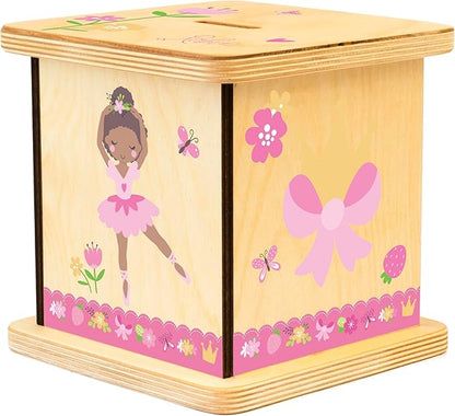 Wooden Piggy Bank for Kids and Adults, Personalized Gift Handmade in USA by BloomOwl, Custom Piggy Bank, Personalized Banks for Kids, Gifts for Baby Boys and Girls (Dance)
