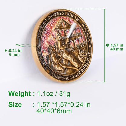 Heroic Firefighter Challenge Coin - Tribute to Bravery and Dedication with Display Box (Single Coin)