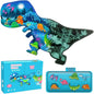 OLMZIHYVD Jigsaw Puzzles for Kids Ages 4-8, 200 Pieces Glow in The Dark Dinosaur Floor Puzzle, Educational Gifts for Boys Girls and Animal Lovers, Ideal for Indoor and Outdoor Play, 35.9" × 18.2"
