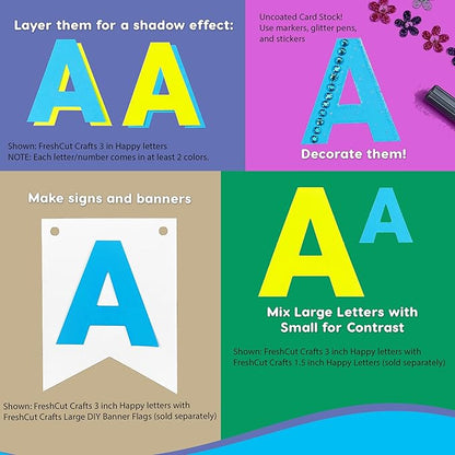 209 Pcs 3" Happy Colors Precut Letters & Numbers - Capital, Numbers, Punctuation - US Made Card Stock for Poster, Bulletin Board, Classroom
