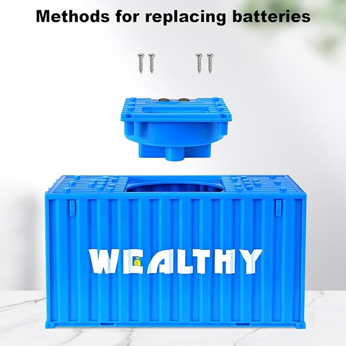 Piggy Bank for Kids, Unbreakable Building Blocks Container Money Saving Box for Adults, Digital Coin Counting Bank with LCD Counter, Great Children’s Gifts for Birthday, Easter, Christmas Blue