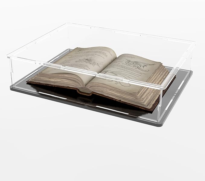 Clear Display Case for Book, Acrylic Box Protector for Stamps, Coins, Cards, Photos, Album, Jewellery, Books and Collectibles 10.6 (L) × 8 (W) × 2.4 (H) inch
