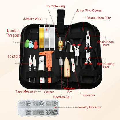 LYFJXX Jewelry Making Supplies Kit with Jewelry Pliers, Jewelry Wires and Jewelry Findings for DIY