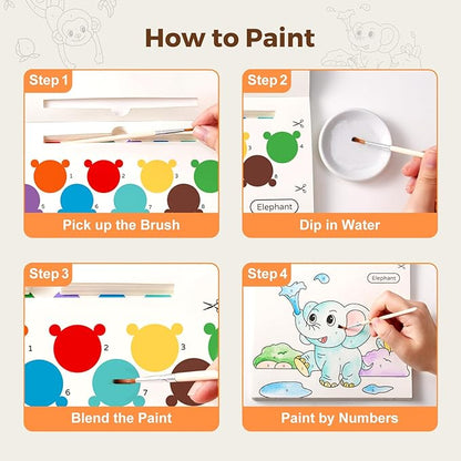 Jar Melo Paint with Water Books for Toddlers, Mess Free Watercolor Painting Activity for Kids Ages 1-3, 2-4, 4-6, Art Craft Coloring Gift with Brush, Airplane Travel Activities for Toddlers, Animals