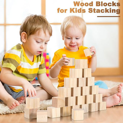 Barydat 450 Pcs 1 in Wooden Cubes, Unfinished Wooden Blocks for Crafting Natural Craft Wood Square Blank Cube for DIY Project Baby Showers