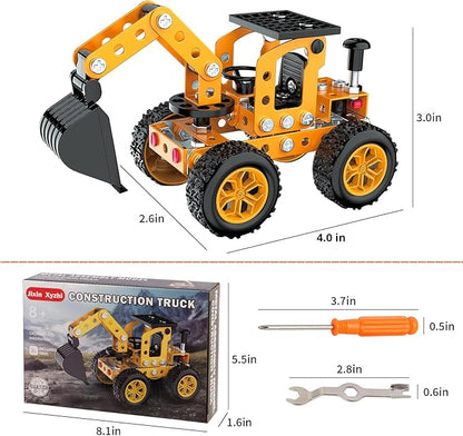 Sets Metal Assembly Toys Model Excavator Kits STEM Projects Model Car Kits to Build Jixin Xyzhi Birthday Gifts for Kids 8-16 Yellow