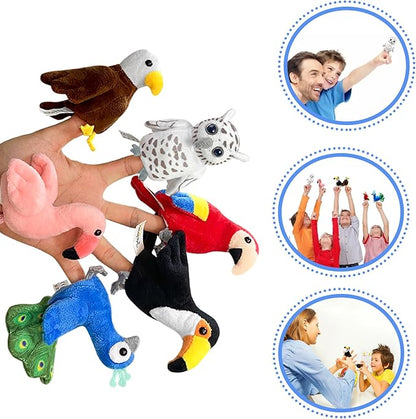 6pcs Bird Finger Puppets Set, Cute Animal Puppet for Role-Playing Mini Hand Puppets Suitable for Kids,Bird Animal Puppets for Storytelling, Realistic Finger Puppet for Toddlers