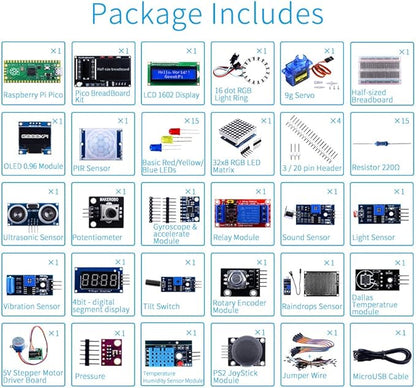 GeeekPi Micro Python Programing Kit for Raspberry Pi Pico, Breadboard, I2C 1602 LCD Display Module for Raspberry Pi Beginners & Software Engineer