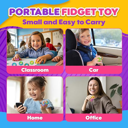 Fidget Toys Sensory Rings for Kids: 12 Pack Finger Spinner Rings - Texture Stress Toys for Kids Autism Calming - Fun Fidgets for Student Classroom Prize Stocking Stuffers