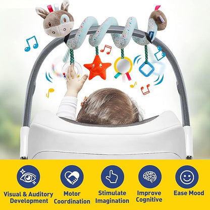 Baby Car Seat & Stroller Toys, Activity Spiral Hanging Plush Donkey Toy, 6-12 Months, Blue, Medium, Unisex