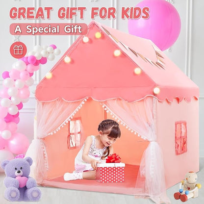 EagleStone Large Kids Play Tent with Star Light, Padded Mat,Toddler Tent Indoor,Playhouse for Toddlers, Boys, Girls, Indoor Bed Tent Gift Toy