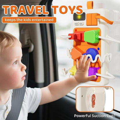 9 PCS Sensory Plug Outlet for Toddlers 2-3, Power Strip Montessori Toys for 18+ Months, Busy Board with Light & Sounds, Airplane Car Travel Toys Gift for Baby