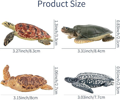 Toymany 6PCS Realistic Sea Turtle Figurines, Plastic Ocean Sea Animals Figures Set Includes of Turtles, Educational Toy Cake Toppers Christmas Birthday Gift for Kids Toddlers