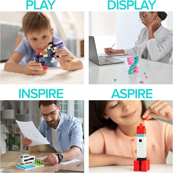 PIXIO-100 - Tiny Magnetic Blocks Building Toy in The Pixel Art Style with Free App - 5/16" Plastic Cubes with 6 Magnets Inside - Open Ended Toy - Creativity Toy for Ages 6+