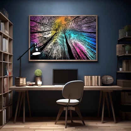 Bgraamiens Puzzle-Forest Under Starry Night-1000 Pieces Gradient Magic Colorful Puzzle for Adult,Hard Challenge Puzzle for Adult