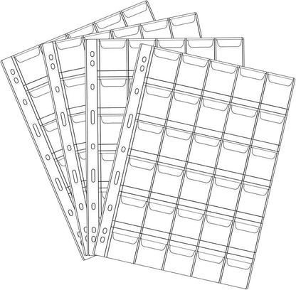 30 Pocket Coin Pages, 10 Sheets Plastic Coin Holders Stamp Collector Supplies for Coin Stamp Currency Collection