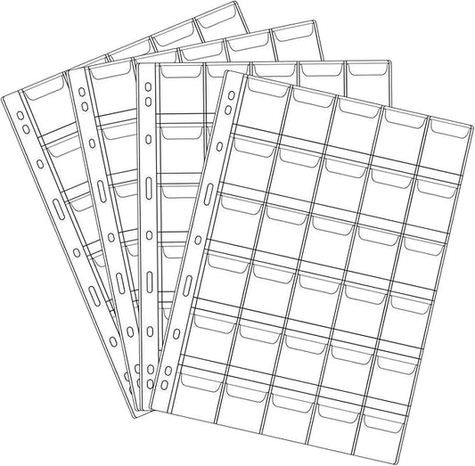 30 Pocket Coin Pages, 10 Sheets Plastic Coin Holders Stamp Collector Supplies for Coin Stamp Currency Collection