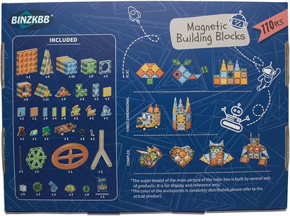 Magnetic Tiles 110PCS - 3D Lighted Magnet Building Blocks for Kids,Creative Dinosaur Toys Educational Sensory Stack STEM Construction Toys for Kids Ages 3 4 5 6 8 10+ Year Old Boys Girls