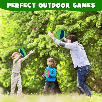 ZMLM Toss Catch Ball Beach Toy: Upgraded Kid Outdoor Game Pool Backyard Lawn Sport Activity Fun Outside Indoor Family Set for Age 3-12 Girl Boy Kid Birthday Summer Gift with 4 Paddles 4 Throw Balls