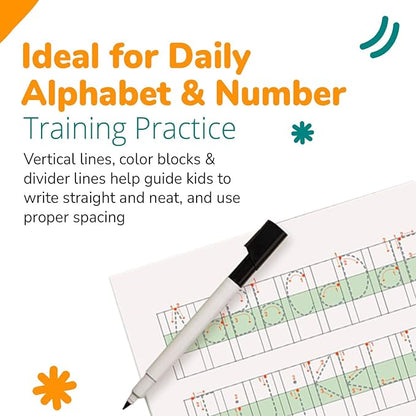 Channie's Visual Dry Erase Number & Alphabet Magnetic Board, Reusable Number & Letter Tracing Board for Kids Ages 3+, with Color-Coded Blocks, Practical 2 Pack + 1 Black Marker