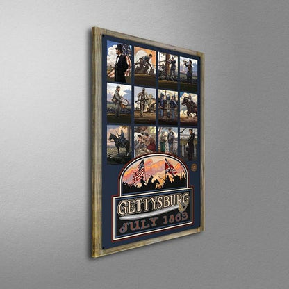 Northwest Art Mall Gettysburg Civil War Collage Metal Print on Reclaimed Barn Wood from Original Travel Artwork by Artist Paul A. Lanquist 24" x 36"