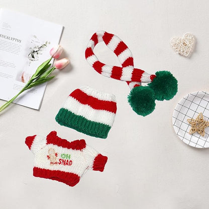17cm Doll Clothes Christmas Accessories Outfit for 17cm Dolls (NO Doll)(Sweater+Christmas Hat/Scarf)